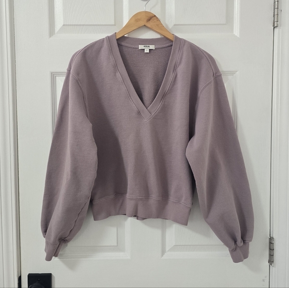 Agolde V Neck Balloon Sleeve Sweatshirt In Taro Size S - Picture 2 of 6